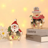 elvesmall  LED Luminous Santa Claus Snowman Wooden Ornament Christmas Decorations Xmas Desktop Glowing Gift Home Decoration Party Supplies