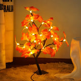 elvesmall 24 LED Fairy Flower Tree Table Lamps Maple Leaf Lamp Rose Night Light USB Operated Gifts for Wedding Party Hallowmas Decoration