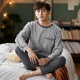 elvesmall  Men Pajamas Suit Pure Cotton Autumn Long Sleeves Breathable Plus-size Sleepwear Male Nightwear Set Spring Winter Gentlemen
