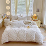 elvesmall Elegant Floral Duvet Cover Set Vintage Farmhouse Queen Size Bedding 100% Cotton Ultra Soft Comforter Cover with Hidden Zipper