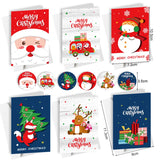 elvesmall 6/12pcs Vintage Merry Christmas Holiday Greeting Cards Kraft paper Gift Card with Envelope Sticker New Year Xmas Folding Card