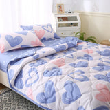elvesmall New Skin Friendly Quilted Summer Quilt and Pillowcase or Single Quilts Soft Breathable Washable Thin Comforter Double Blanket