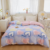 elvesmall Pink Grid Duvet Cover 100% Cotton Plaid Comforter Covers Queen 1pc Luxury Soft Reversible Bedding with Zipper Closure Home Decor