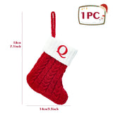 elvesmall Christmas Socks Knitting Snowflake Letter Stocking Christmas Decoration For Home 2024 Xmas Tree Ornament Gift Navidad Natal 2024