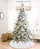 elvesmall 78/90/122 CM Christmas Tree Skirt White Faux Fur Xmas Sequin Carpet Mat Home Party Decorations