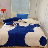 elvesmall Ins Large Flowers Print Pure Cotton Satin Bedding Set Full Size Single Double Comforter Bedding Sets Duvet Cover Set 100% Cotton
