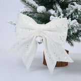 elvesmall 1/2PC Christmas Bows Hanging Decorations Gold Silver Bowknot for Christmas Tree Glitter Ornaments Pendant Xmas Gift Decoration