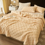 elvesmall  Thickened Velvet winter blanket modern plush bed linen Microfiber Bedspread bed Plaid home decorations sofa blankets sofa cover