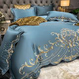 elvesmall European-Style Bed Sheet Four-Piece Set 100 Cotton High-End Atmospheric Ice Silk Quilt Cover Pure Cotton Bedding