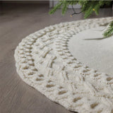 elvesmall White and Red Christmas Tree Skirt, Foot Carpet, Christmas Decoration for Home, 48Inch