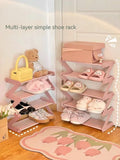 elvesmall 4 Tier Shoe Rack Multi Tier Foldable Shoe Organizer Rack Storage Standing narrow slit Shoe Shelf for Entryway Bedroom Closet