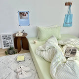 elvesmall Ins Style Bedding Set Duvet Cover  Wash Cotton Stripe Summer Soft Cool Summer Bed Sheet Set Comforter Set Quilt Cover