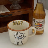 elvesmall  -  300ml Bear Dog Ceramic Cups Ceramic Funny Cartoon Animal Tea Milk Cup Girl Heart Cartoon Mug Couple Breakfast Water Cup Milk Cup