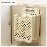 elvesmall Bathroom Folding Dirty Clothes Storage Basket Wall Mounted Hanging Portable Punch-Free Clothes Bucket Organizer Laundry Basket