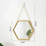 elvesmall Hexagon Shape Decorative Mirror Wall Decor Makeup Hanging Mirror Bathroom Cosmetic Mirror Bedroom Room Wall Decoration