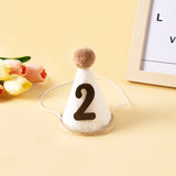 elvesmall  Retro 1st Birthday Party Hat Crown for Newborn Boy Girl 1 2 3 4 5 Year Headband With fur ball Baby Shower Birthday Party Decor