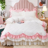 elvesmall  Girls Princess Bedding Set Luxury Ruffle Bed Linen Pure Cotton Quilt Cover Bed Sheet Pillowcase Bedroom Decor Bed Comforter Set
