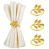 elvesmall 12Pcs Leaves Napkin Rings Buckle Gold Metal Napkin Holder for Christmas Wedding Birthday Party Dinner Table Decoration Supplies