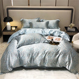 elvesmall Mulberry Silk 4 Pieces Comforter Bedding Set, 1PC Duvet Cover, 1PC Bed Sheet, 2PCS Pillowcases, Luxury Home Textiles Bedclothes