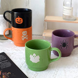 elvesmall Halloween Funny Coffee Cup Set Creative Household Tea Table Cartoon Ceramic Mug Lovely Stacked Cup Espresso Mugs Coffee Cups