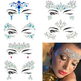 elvesmall 6Pcs Mermaid Face Jewels Gems Rhinestones Rave Eye Body Temporary Stickers Crystal Face Stickers Decorations for Festival Party