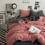 elvesmall INS Style Minimalist Solid Color Duvet Cover Soft Two Person Comfortable Bedding Set Luxurious Hotel Apartment Home Decoration