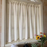 elvesmall  Kitchen Curtains Linen Tier Curtains Farmhouse & Cafe Curtains Flax Country Rustic for Bathroom Laundry Room 1 Panel Crude