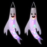 elvesmall Halloween Decoration Ghost Wind Tunnel LED Luminous Ghost Pendant Ghost Festival Hanging Ghost Venue Layout Props