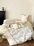 elvesmall  Winter 100% Cotton Korean Princess  Bedding Set Thickened Retro French Duvet Cover Sets Flower Bed Skirt  Skin-friendly Fabrics