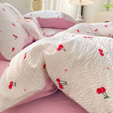elvesmall Korean Style Seersucker  Washed cotton Bedding Set  Girls Twin Queen Size Duvet Cover   Bed Linens Kids Fashion