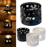 elvesmall 1pcs Perforated Iron Candlestick Vintage Christmas Candle Holder Iron Hollow Snowflake Tree Deer Home Party Candle Stand Table
