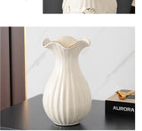 elvesmall Ceramic Vase 3D Stereoscopic Dried Flowers Arrangement Wobble Plate Living Room Entrance Ornaments Home Decorations