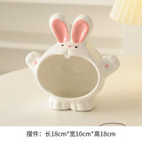 elvesmall Nordic Light Luxury Style Cute Big Mouth Rabbit Storage Ornaments Living Room Desktop Decoration Artworks Key Watch Storage