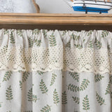 elvesmall Nordic Style Short Curtains Solid Cotton Linen Lace Hem Half Tulle Curtain Wine Cabinet Door Kitchen Window Small Curtains