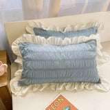 elvesmall Princess Style Korean Bed Skirt Bed Sheet Embroidered Ruffle Lace Quilt Cover Ins Bedding For Girls Luxury Home Textiles