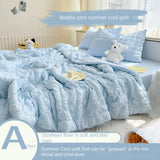 elvesmall  Summer Quilt Cool Comforter Quilt Seersucker  Soft Household Machine Washable Suitable Cool and Refreshing이불  Blanket