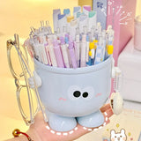 elvesmall Creative Pen Holder with Hook Table Cute Stationery Storage Box Pen Holder Rack Student Children Girls Desk Organizer Kawaii