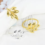 elvesmall 12Pcs Leaves Napkin Rings Buckle Gold Metal Napkin Holder for Christmas Wedding Birthday Party Dinner Table Decoration Supplies