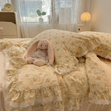 elvesmall Summer Quilt   2024 New  Cotton Korean Ins Lace Fragmented Series  Air Condition Quilt High Quality Summer Blanket set