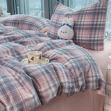 elvesmall Washed Cotton Duvet Cover Set, Minimalist Style Bedding Set, Plain Simple Sheet, 2 Pillow Cases