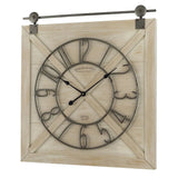 elvesmall 28" Indoor Rustic White Farmhouse Analog Wall Clock With Quartz Movement Decoration for Home Large Living Room Wall Clock Decor