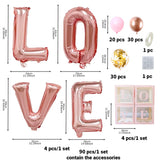 elvesmall 1Set Transparent Letter Balloon Box Letter Love Red Foil Balloons Happy Valentine’s Day Wedding Room Party Decorations