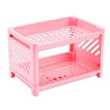 elvesmall Double Layer Desktop Storage Rack Plastic Large Capacity Storage Shelf Multi-functional Stationery Holder