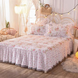 elvesmall Korean Style Bedding Set Cotton Fresh Garden Princess Lace Ruffles Pillowcase Supper King Size Duvet Cover Bed Set