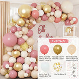 elvesmall Pink Metallic Balloon Garland Arch Kit Wedding Birthday Party Decoration Kids Globos Rose Gold Confetti Latex Ballon Baby Shower