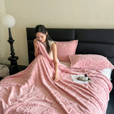 elvesmall  Blanket For Summer Cool Blanket  New Velvet Solid Color Jacquard Multi functional Cover Blanket, Jacquard Butterfly Style