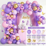 elvesmall Butterfly Pink Purple Balloon Garland Arch Kit Birthday Party Decor Kids Baby Shower Latex Ballon Chain Wedding Party Supplies