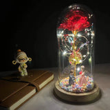 elvesmall  LED Enchanted Galaxy Rose Eternal 24K Gold Foil Flower With Fairy String Lights In Dome For Christmas Valentine's Day Gift