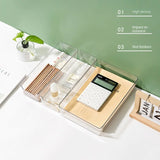elvesmall Transparent ABS Storage Boxes Cosmetics Storage Basket Odorless Student Stationery Office Desktop Finishing Storage Box Organize