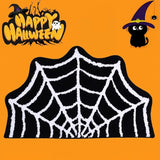 elvesmall Black Spider Web Halloween Rug Bathroom Rug for Halloween Decor Spooky Gothic Bath Mat Non-Slip Tufted Mat for Front Door Living